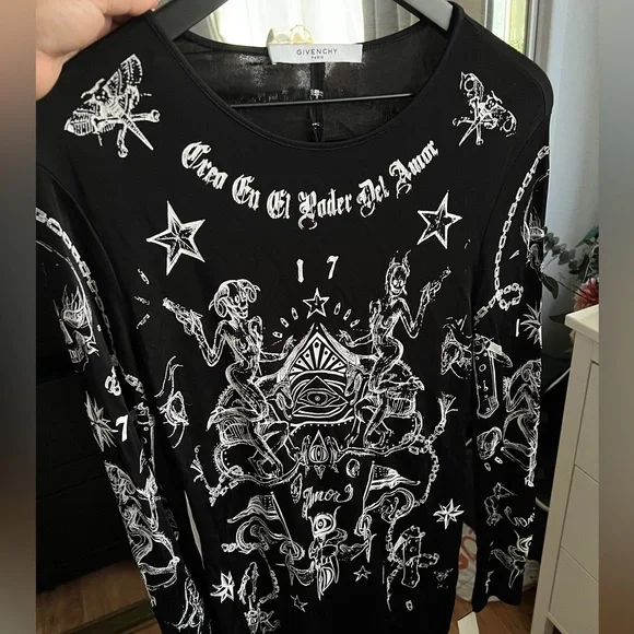 Givenchy Tattoo Print Long-Sleeve Dress